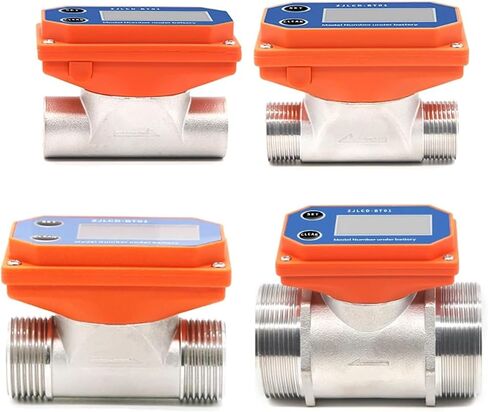1Pcs Dry Cell Digital Display Flowmeter Stainless Steel Electronic Flow Meter Thread Flow Sensor Water For Farm/Garden Irrigation(DN15,Male thread) in Saudi Arabia