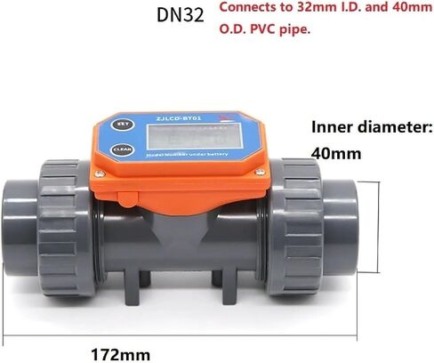 1Pcs DN15-DN65 Digital Turbine Flow Meter Farm/Garden Irrigation Electronic Display Flowmeter For Petrol Kerosene Methanol Water(Orange DN25) in Saudi Arabia