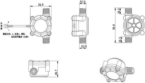 1PCS G1/4 "DN8 0.5-6L/دقيقة تدفق المياه مستشعر مفتاح التبديل عداد المقياس in Saudi Arabia
