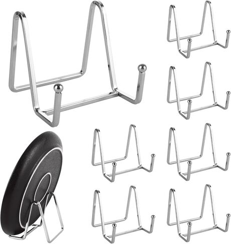 8 Pack Plate Stands for Display 3 Inch Plate Holder Display Stand, Small Picture Easels for Display, Metal Frame holder stand for Plate, Book, Photo,Tabletop Art, Sliver in Saudi Arabia