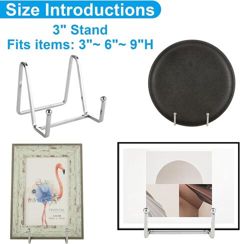 8 Pack Plate Stands for Display 3 Inch Plate Holder Display Stand, Small Picture Easels for Display, Metal Frame holder stand for Plate, Book, Photo,Tabletop Art, Sliver in Saudi Arabia