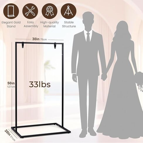 ARTASY Wedding Welcome Sign Stand, 50"x30"x20" Welcome to Our Wedding Sign Holder with 6 Leather Straps, Heavy Duty Metal Easel Stand for Sign Display, Seating Charts, Bridal Shower - Black in Saudi Arabia