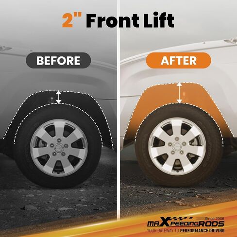 MaxPeedingrods 2 "مجموعة التسوية الأمامية لفورد F150 4WD 2WD 2004-2023 ، فاصل الدعامات الأمامية من الألومنيوم ، مجموعة الرفع تسوية التعليق in Saudi Arabia