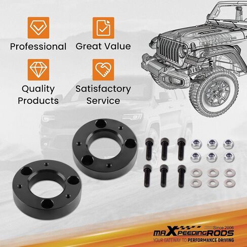 MaxPeedingrods 2 "مجموعة التسوية الأمامية لفورد F150 4WD 2WD 2004-2023 ، فاصل الدعامات الأمامية من الألومنيوم ، مجموعة الرفع تسوية التعليق in Saudi Arabia