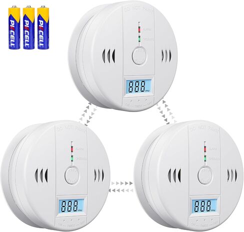 Carbon Monoxide Detectors Battery Powered, Carbon Monoxide Alarm with LED Digital Display, CO Alarm with Human Alarm Sounds and Test Button for Home Kitchen Restaurant Hotel Office(3 Pack) in Saudi Arabia