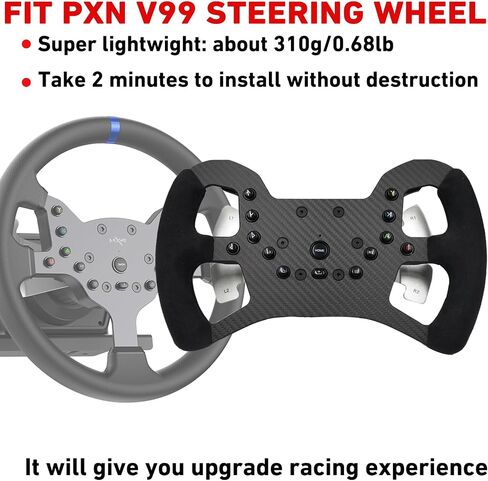 12-Inch (305mm) Carbon Fiber Lightweight Non-Destructive Replacement for PXN V99 undamaged Steering Wheel;Force feedback Pre-drilled holes For PXN V99 (Lightweight-PXN V99) in Saudi Arabia