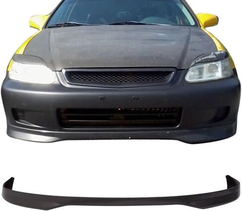 Front Bumper Lip Compatible with 1996-1998 Honda Civic, T-R Style Black PP by IKON MOTORSPORTS in Saudi Arabia