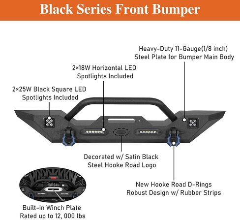 Hooke Road Gladiator Front Bumper and Rear Bumper Kit for 2020-2025 Jeep Gladiator JT, Offroad Replacement Bumper with Winch Plate & D-rings in Saudi Arabia