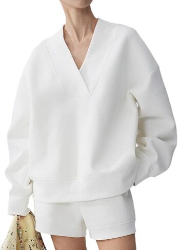 قميص من النوع الثقيل للنساء طويل الأكمام ضد قميص العرق العرق السحب مضلعة 2025 قمم السقوط العصرية in Kuwait