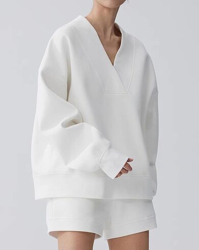 قميص من النوع الثقيل للنساء طويل الأكمام ضد قميص العرق العرق السحب مضلعة 2025 قمم السقوط العصرية in Kuwait