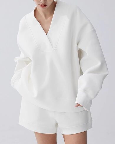 قميص من النوع الثقيل للنساء طويل الأكمام ضد قميص العرق العرق السحب مضلعة 2025 قمم السقوط العصرية in Kuwait