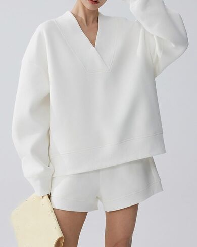 قميص من النوع الثقيل للنساء طويل الأكمام ضد قميص العرق العرق السحب مضلعة 2025 قمم السقوط العصرية in Kuwait