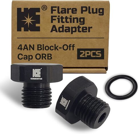 COSRISMERSAR 6AN-OFF CAP CAP ORB ADAPTER-سبيكة الألومنيوم ، 9/16-18 UNF ، ختم الحلقة O ، 1500 PSI ضغط العمل-2 عبوة (RAH03-OH-2P) in Kuwait