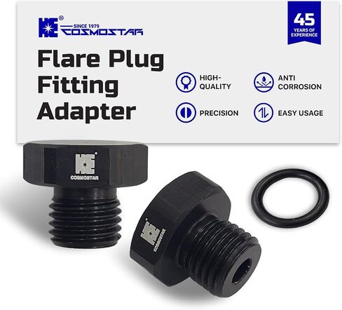 COSRISMERSAR 6AN-OFF CAP CAP ORB ADAPTER-سبيكة الألومنيوم ، 9/16-18 UNF ، ختم الحلقة O ، 1500 PSI ضغط العمل-2 عبوة (RAH03-OH-2P) in Kuwait