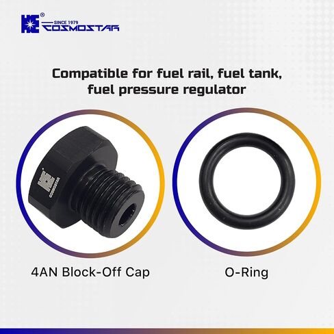 COSRISMERSAR 6AN-OFF CAP CAP ORB ADAPTER-سبيكة الألومنيوم ، 9/16-18 UNF ، ختم الحلقة O ، 1500 PSI ضغط العمل-2 عبوة (RAH03-OH-2P) in Kuwait