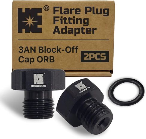 COSRISMERSAR 6AN-OFF CAP CAP ORB ADAPTER-سبيكة الألومنيوم ، 9/16-18 UNF ، ختم الحلقة O ، 1500 PSI ضغط العمل-2 عبوة (RAH03-OH-2P) in Kuwait