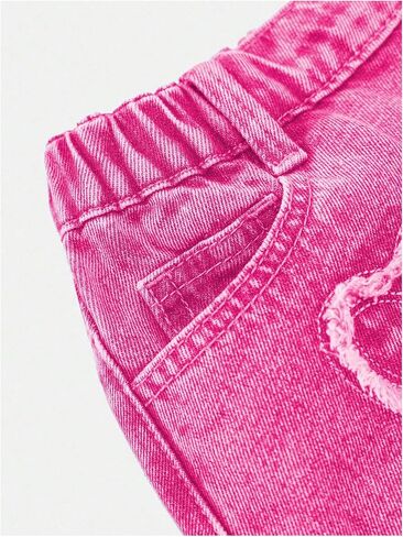 Wdirara Girl's Heart Patch High Highled Jean Shorts مرنة الخصر Y2K شورتات الدنيم غير الرسمية in Kuwait