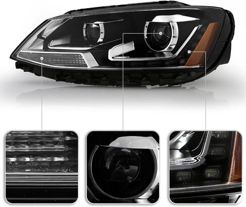 Acanii-لنموذج الهالوجين 2011-2018 VW Jetta سيدان LED U على شكل DRL DRL Projector Black Flights Driver + Side Passenger in Saudi Arabia
