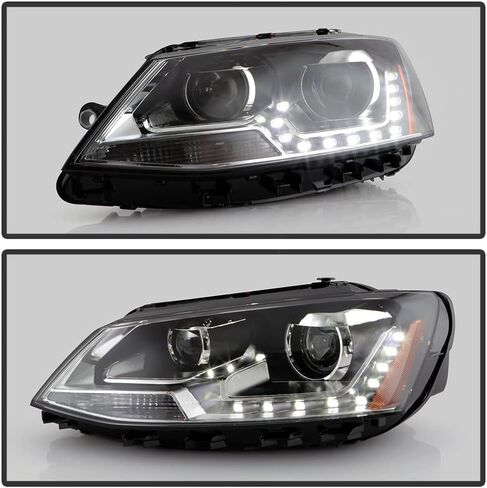 Acanii-لنموذج الهالوجين 2011-2018 VW Jetta سيدان LED U على شكل DRL DRL Projector Black Flights Driver + Side Passenger in Saudi Arabia