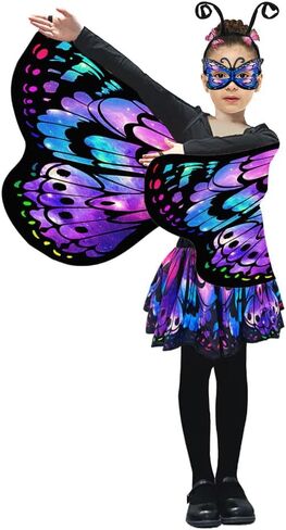 Butterfly Wings with Skirt,Fairy Costume for Girls,Butterfly Cape Halloween Costumes Set kids party Dress Up in Saudi Arabia
