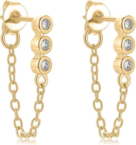 Round Huggie Ear Cuff Gold Earrings for Women | 18K Gold Plated Cubic Zirconia Sparkling | Clip On Cartilage| Simulated Diamond Bezel-Set CZ Huggie Hoop Earrings in Saudi Arabia