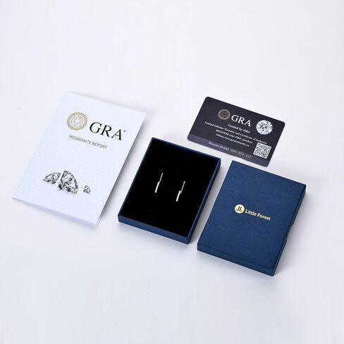 Moissanite Hoop Earrings for Women, S925 Sterling Silver Pull Through Thread Earring Hypoallergenic Small Open Huggie Earrings with Jewelry Box Packed in Kuwait