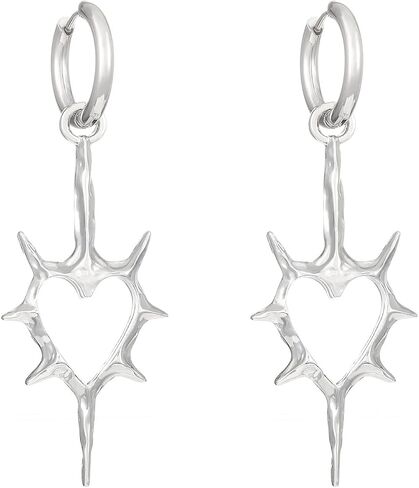 Gothic Punk Heart Shape Spike Earrings Huggie Hoop Earrings Halloween Christmas New Year Goth Jewelry Gift for Women in Saudi Arabia