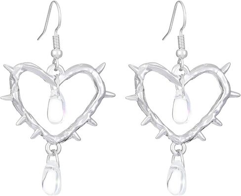 Gothic Punk Heart Shape Spike Earrings Huggie Hoop Earrings Halloween Christmas New Year Goth Jewelry Gift for Women in Saudi Arabia