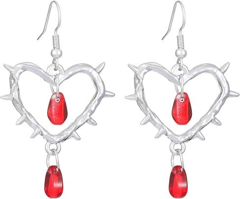 Gothic Punk Heart Shape Spike Earrings Huggie Hoop Earrings Halloween Christmas New Year Goth Jewelry Gift for Women in Saudi Arabia