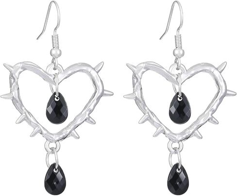 Gothic Punk Heart Shape Spike Earrings Huggie Hoop Earrings Halloween Christmas New Year Goth Jewelry Gift for Women in Saudi Arabia