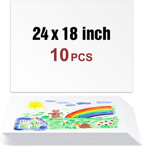 6Pack Poster Board Corrugated Plastic Sheets for Projects Art Crafts Coroplast Sign Blank Board, IKAYAS 18 x 24 Inches White Blank Yard Signs Outdoor Corrugated Plastic Signs in Kuwait