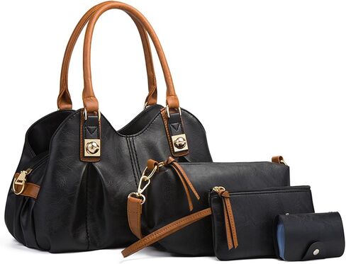 KingTo 4pcs Purses Retro Tote Handbags for Women Stylish Shoulder Bags Soft Top Handle Satchel Set in Kuwait