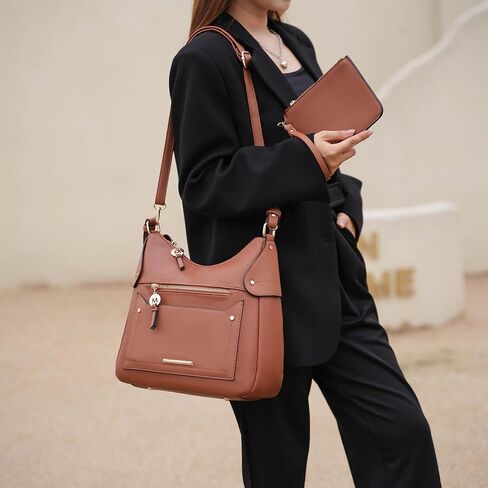 MKF Collection Shoulder Bag for Women & Wristlet Pouch, Vegan Leather Handbag Set Top-Handle Tote Handbag Purse by Mia k in Saudi Arabia