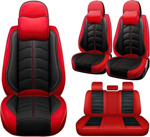 غطاء المقعد لمقعد الأرض Range Rover Evoque 2012-2024 ، غطاء مقعد رياضي متين مقاوم للماء ， واقي مقعد جلدي متميز (مقعدين معياري ، أحمر أسود) in Kuwait