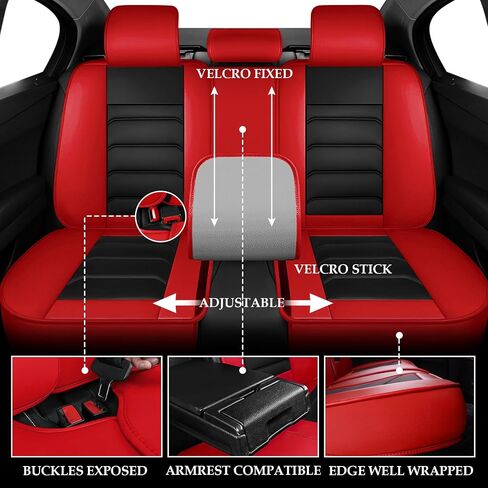 غطاء المقعد لمقعد الأرض Range Rover Evoque 2012-2024 ، غطاء مقعد رياضي متين مقاوم للماء ， واقي مقعد جلدي متميز (مقعدين معياري ، أحمر أسود) in Kuwait