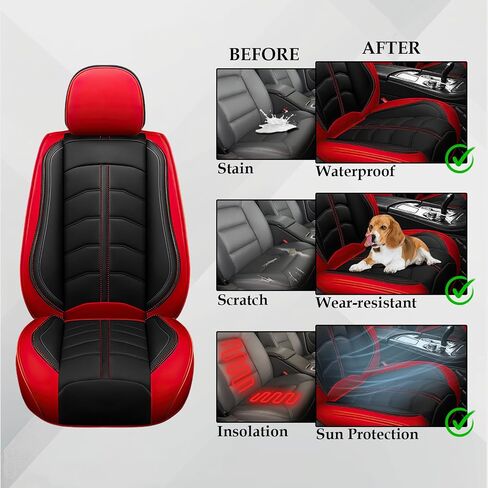 غطاء المقعد لمقعد الأرض Range Rover Evoque 2012-2024 ، غطاء مقعد رياضي متين مقاوم للماء ， واقي مقعد جلدي متميز (مقعدين معياري ، أحمر أسود) in Kuwait