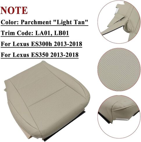 NLQR Front Driver Side Bottom, Perforated Replacement Seat Cover Black Compatible with Lexus ES300h ES350 Hybrid Gas 2013-2018 in Kuwait