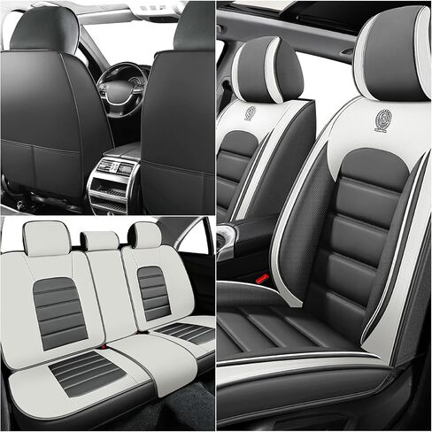 ILMO Seats Covers Compatible with Jeep Wrangler 2000-2024, Breathable and Waterproof Faux Leather Automotive Seat Cover (Gray&White, Full Set) in Saudi Arabia