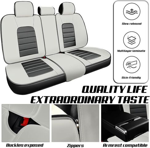ILMO Seats Covers Compatible with Jeep Wrangler 2000-2024, Breathable and Waterproof Faux Leather Automotive Seat Cover (Gray&White, Full Set) in Saudi Arabia
