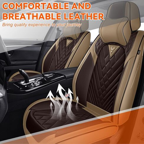 أغطية مقعد السيارة تتناسب مع Nissan Frontier 2000-2025،5 مقعد الراحة الغطاء غير القابل للانزلاق الوسادة المتوافقة مع الأغطية الجلدية المقاومة للماء (5 مقعد ، أبيض أسود) in Saudi Arabia