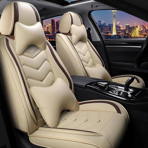 Car Seat Covers for Toyota Highlander Hybrid 2006-2025, Stylish Sport Seat Cover, Premium Nappa Leather Car Seat Cover. Automobile Seat Covers Sets.(Standard 5 Seats/Beige) in Kuwait