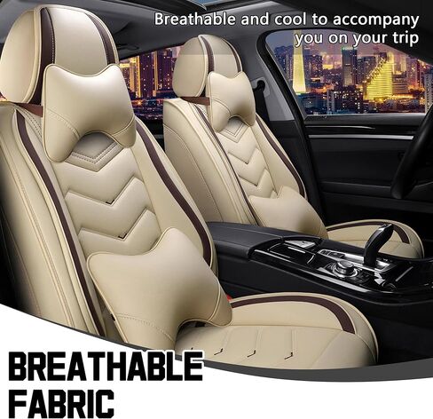 Car Seat Covers for Toyota Highlander Hybrid 2006-2025, Stylish Sport Seat Cover, Premium Nappa Leather Car Seat Cover. Automobile Seat Covers Sets.(Standard 5 Seats/Beige) in Kuwait