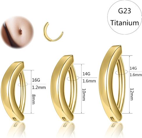 G23 Titanium & Stainless Steel Belly Button Rings 14G/16G Clicker Barbells Body Piercing Navel Jewelry in Kuwait
