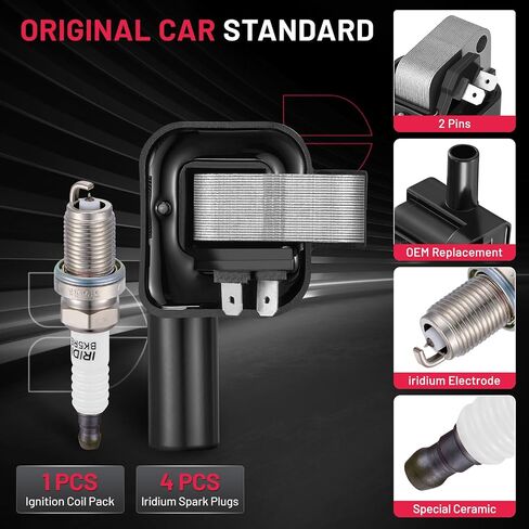 BDFHYK 4 Ignition Coil Pack UF708 and 4 Iridium Spark Plug 91187 Compatible with Nissan NV200 2.0L l4 2013 2014 2015 2016 2017 2018 2019 Coil for IC812 PR4011 PPCUC16 22448-1KT0A 2505-302211 in Saudi Arabia