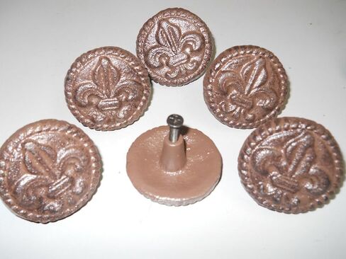 12 Cast Iron Antique Style Fleur De Lis Drawer Pull Barn Handle Door Knobs Round XLR-556 Farmhouse Home Wall Desk Office Home Decor Hanging Decorations in Saudi Arabia