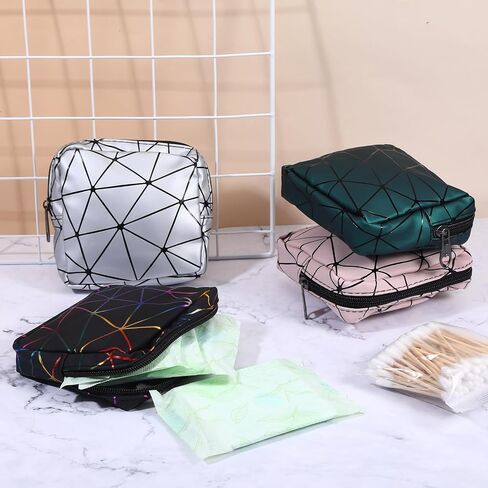 4 PCS Sanitary Napkin Storage Bag, Menstrual Pad Zipper Period Pouch Portable Period Bag Panty Liners, Pad Pouch with Zipper for Women Ladies Daily Use Purse Travel(Solid Color,4 Colors) in Saudi Arabia