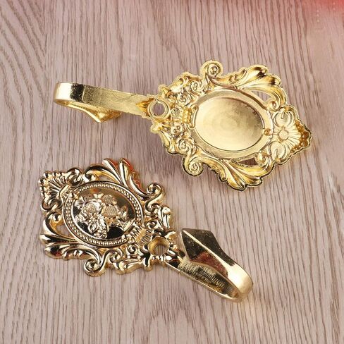 Sewroro 2pcs Vintage Curtain Tiebacks Hooks, Bronze Rose Pattern Carved Wall Hooks Alloy Hook for Hotel Bathroom Home (Golden) in Saudi Arabia