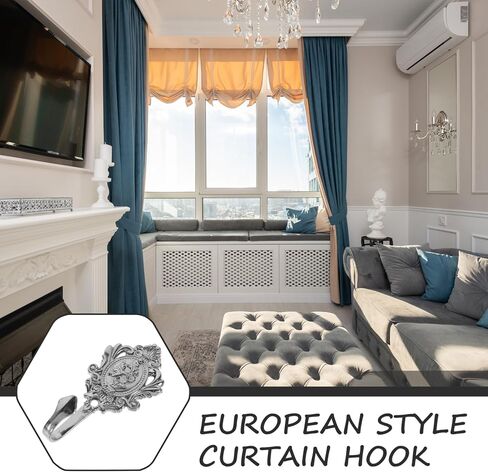 Sewroro 2pcs Vintage Curtain Tiebacks Hooks, Bronze Rose Pattern Carved Wall Hooks Alloy Hook for Hotel Bathroom Home (Golden) in Saudi Arabia