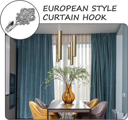 Sewroro 2pcs Vintage Curtain Tiebacks Hooks, Bronze Rose Pattern Carved Wall Hooks Alloy Hook for Hotel Bathroom Home (Golden) in Saudi Arabia