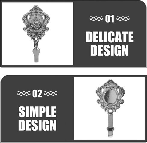 Sewroro 2pcs Vintage Curtain Tiebacks Hooks, Bronze Rose Pattern Carved Wall Hooks Alloy Hook for Hotel Bathroom Home (Golden) in Saudi Arabia